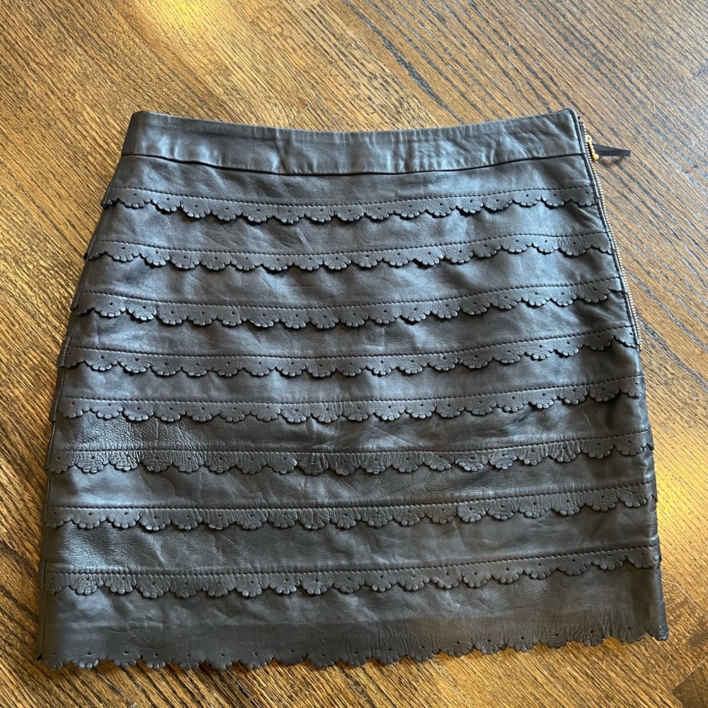 Leifsdottir Black Leather Mini Skirt (size 6 but runs small)
